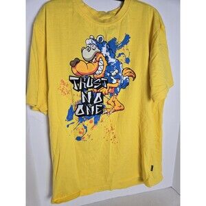 Black Pike Mens Graphic T-Shirt Yellow Blue Trust No One Crew Neck Tee 2xl